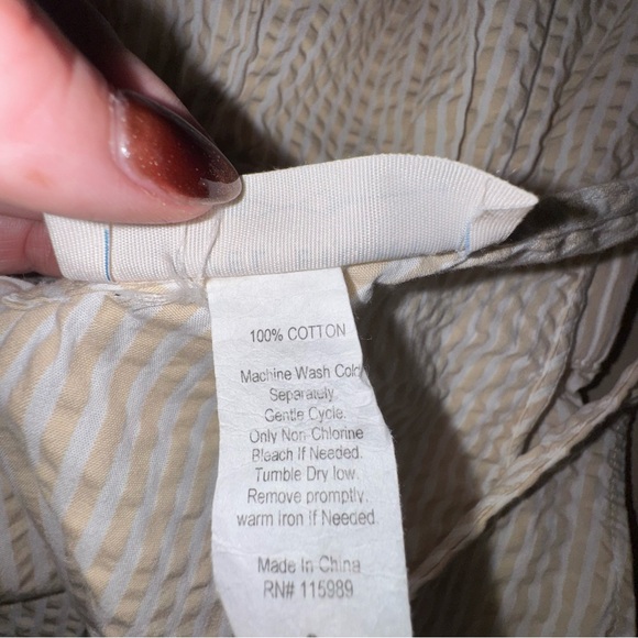 Level Eight Seersucker Stripe Wide Leg Jumpsuit Tie Shoulder Culotte Romper Sz S - Picture 6 of 6